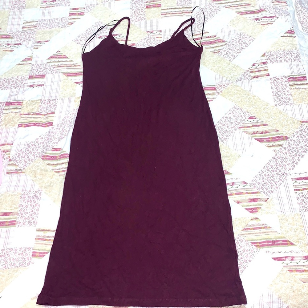 H&M Basic Ribbed Dress- Burgundy